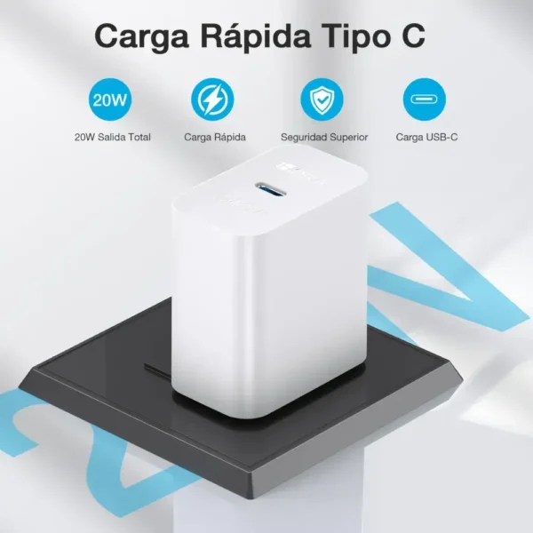 Cargador USB C Turbo 3A 20W | Carga Rápida